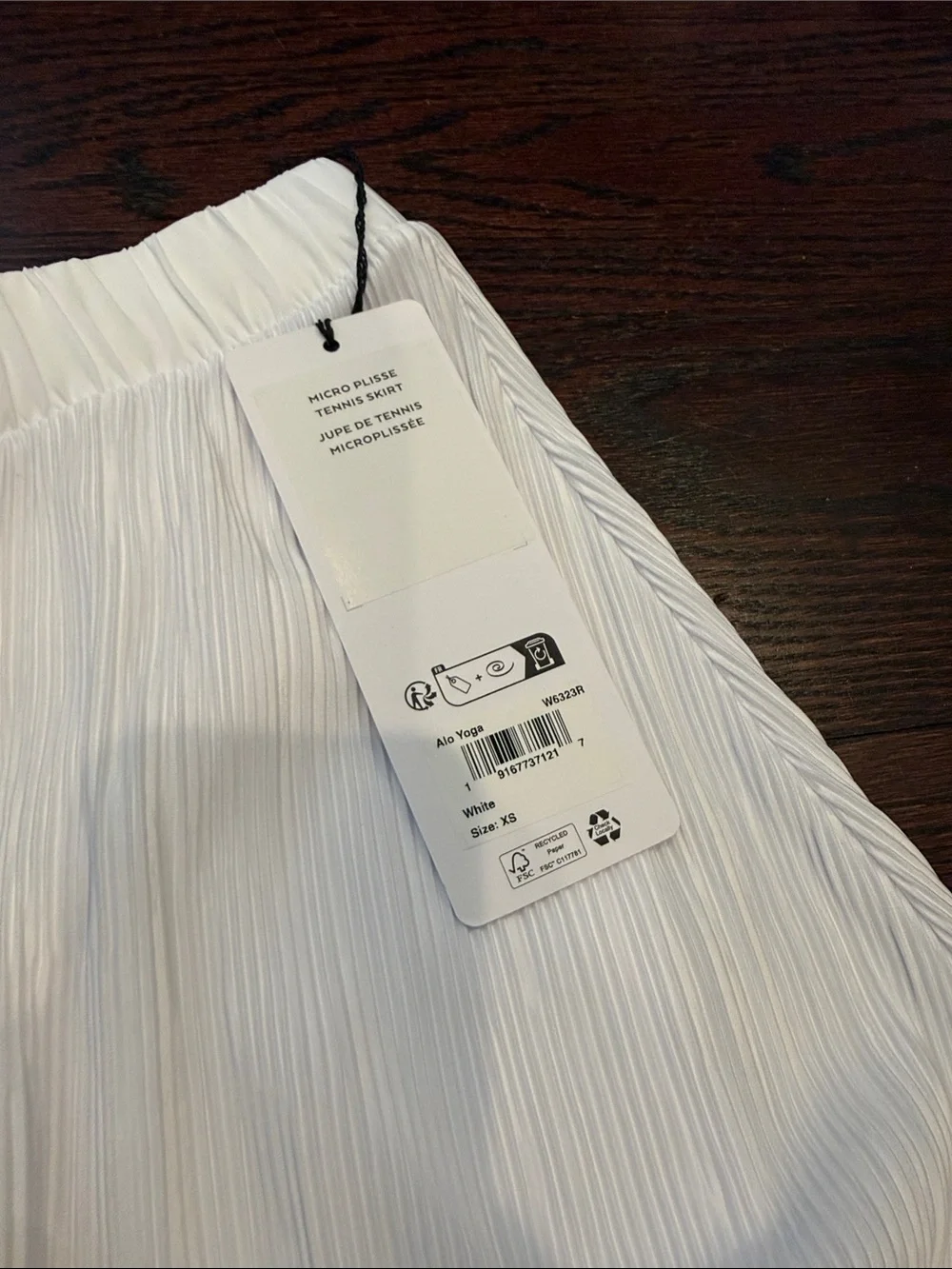 ALO Yoga White Pleated Circle Skirt
